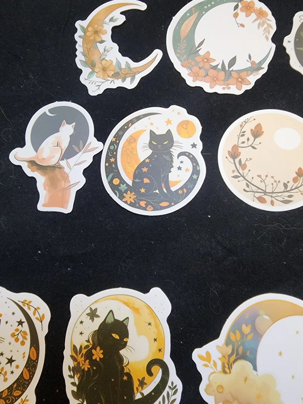 50 Celestial Cat & Moon Sticker Set